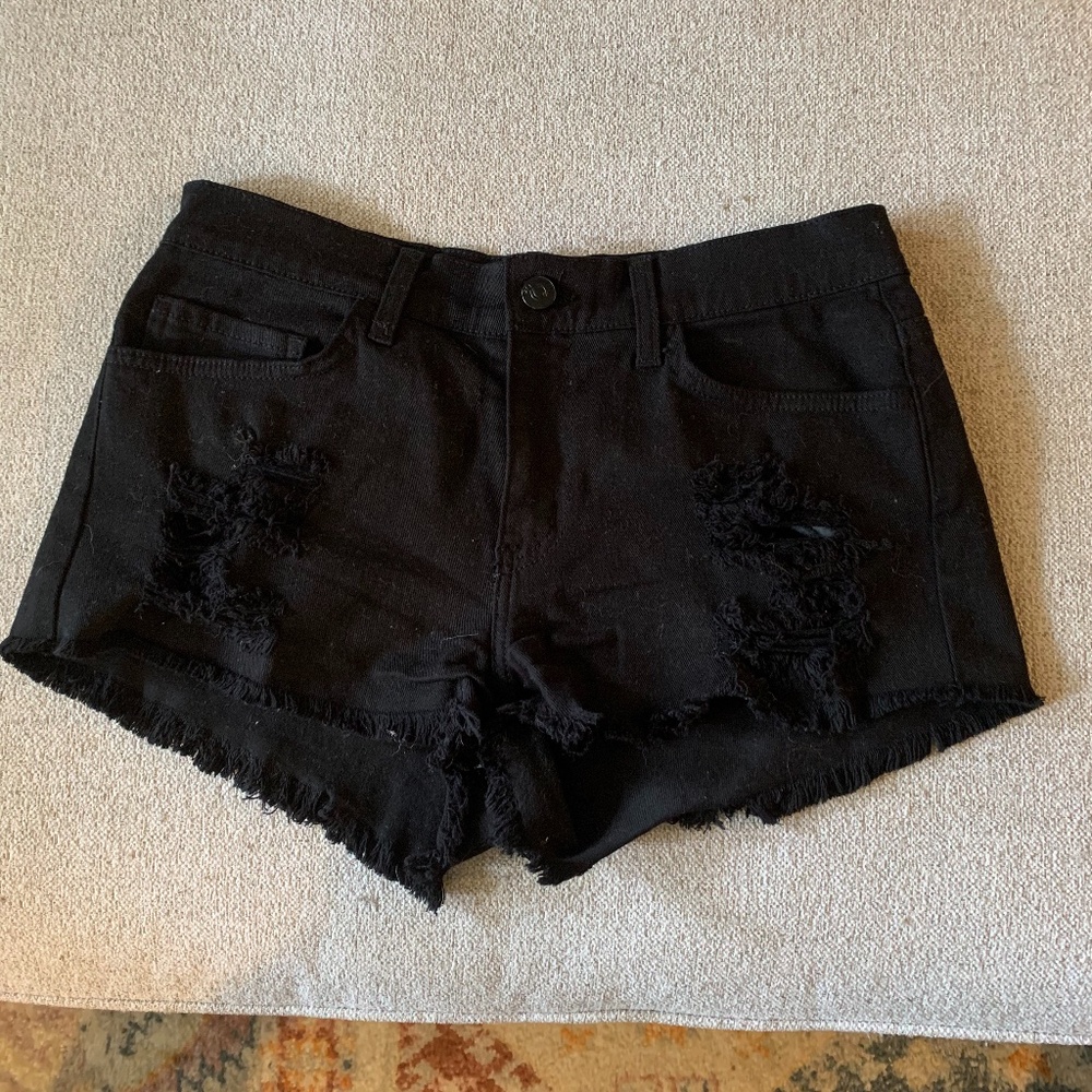 O2 Black Denim Shorts
